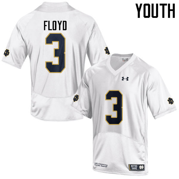 Youth NCAA Notre Dame Fighting Irish #3 Michael Floyd Stitched College Under Armour Authentic White Football Jersey WU10C55AG